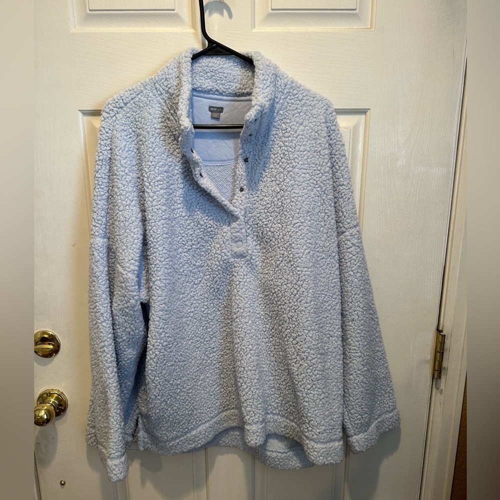 Aerie light blue Sherpa quarter button sweater